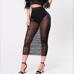 Fashion Nova mesh black midi skirt
